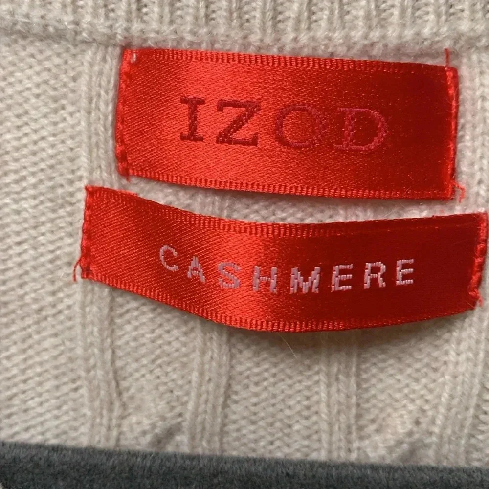 Izod Tan Cable knit cashmere sweater size XL